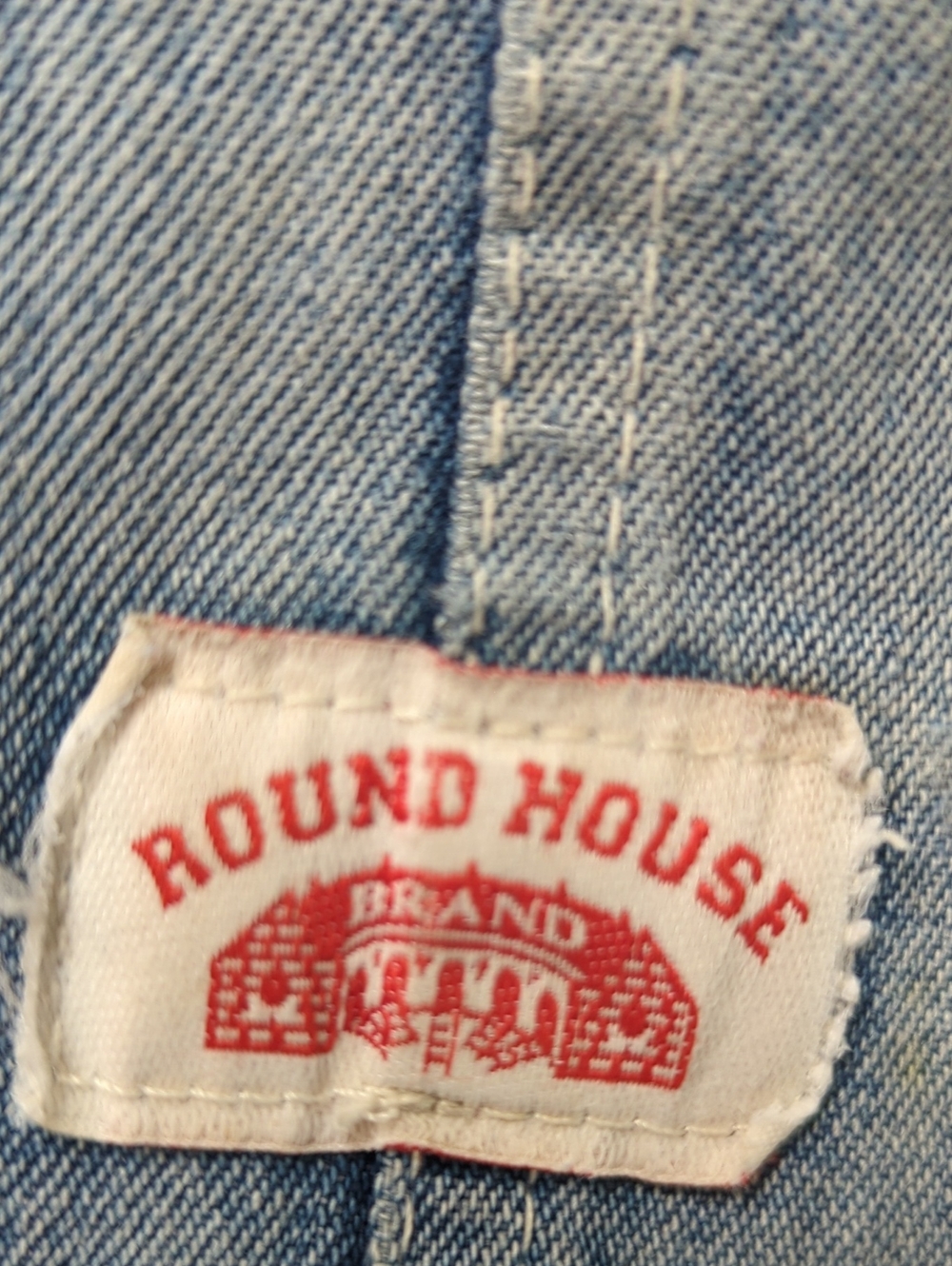 Vtg. Round House Light Blue Denim Overalls Authentic Kansas Farmer Thrashed - Picture 2 of 11